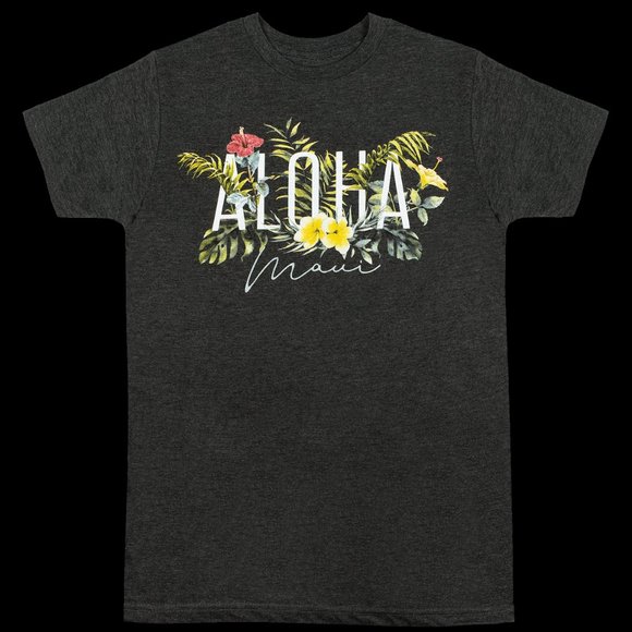 Ladies Crew Neck Tee - MAUI Garden: Charcoal Heather Size Small - Picture 1 of 4